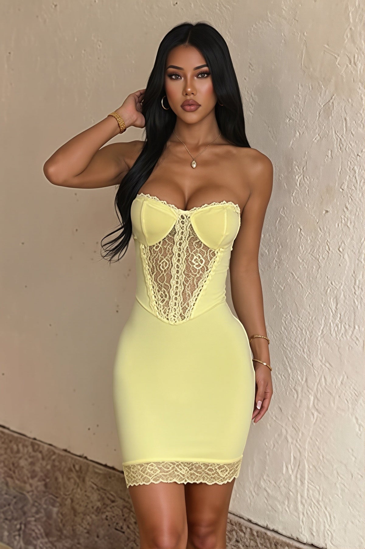 Lace Corset Bustier Strapless Mini Dress