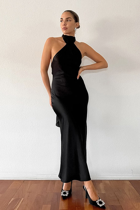 Halter Neck Fishtail Maxi Dress
