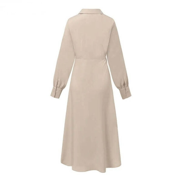 Tailored Lapel-Collar Knot-Waist Wrap Maxi Dress 3