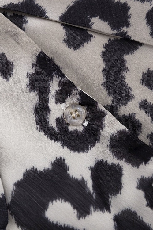 Chiffon Leopard Print Peter Pan Collar Mini Dress