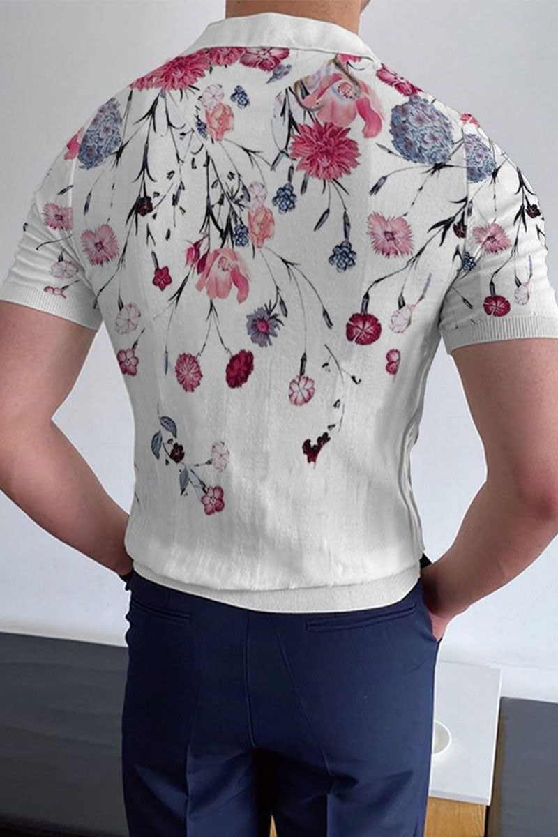 Men's Round Neck Printed Short Sleeve Polo T-Shirt Fashionpara