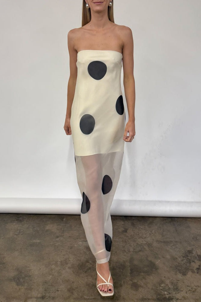 Polka Dot Bodycon Cami Maxi Dress