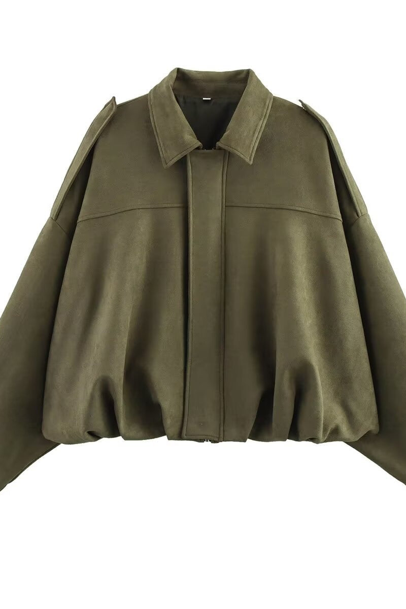 Suede-Look Balloon-Hem Zip Jacket 3