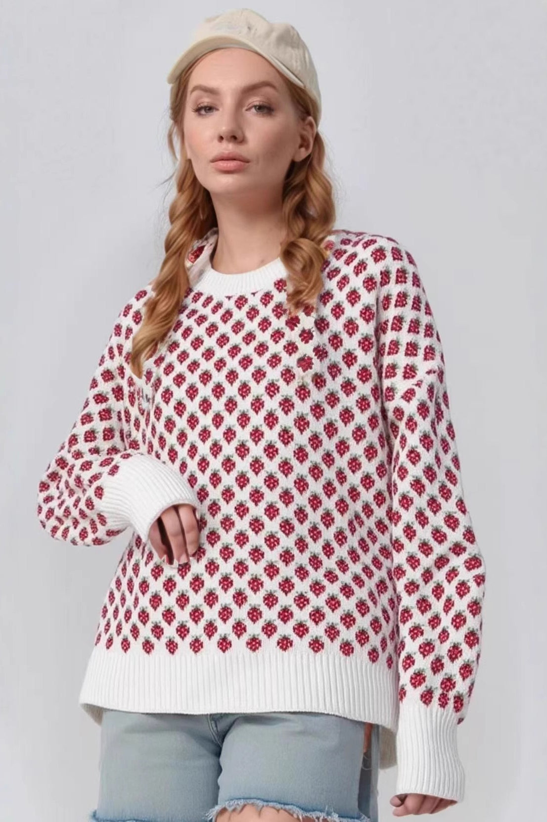 Strawberry Jacquard Knit Sweater 3