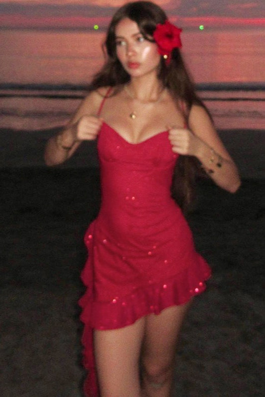 Glitter Spaghetti Strap Sweetheart Bodycon Mini Party Dress - View 5