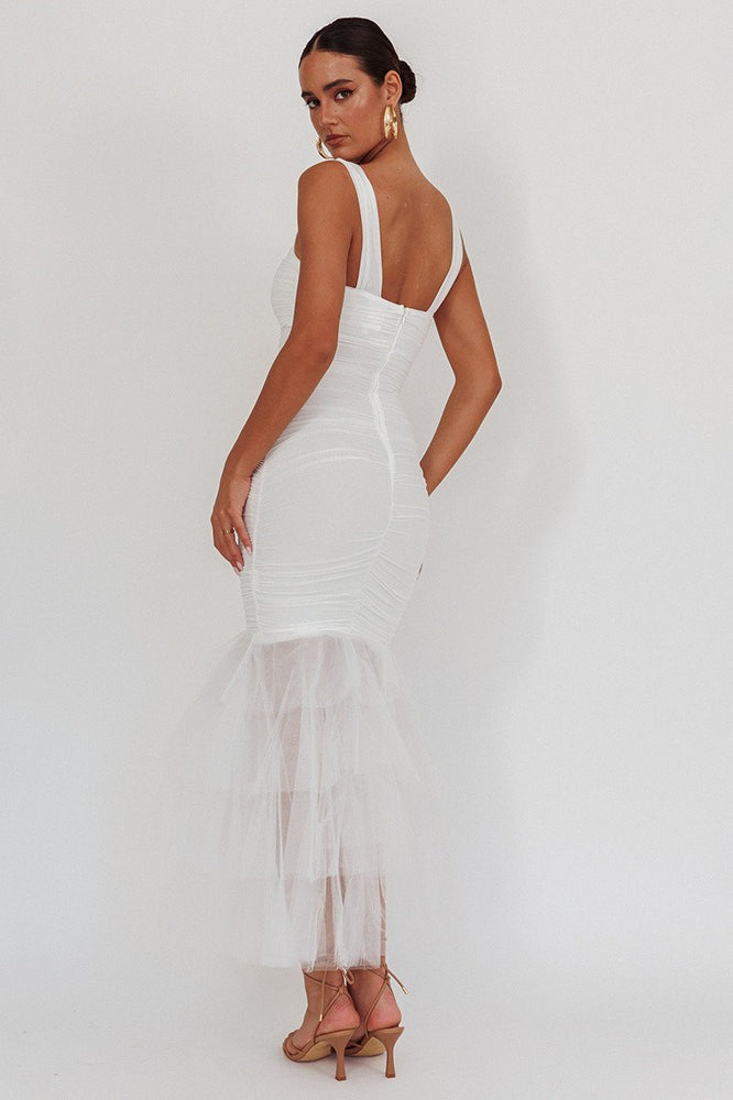 Ruched Mesh Sweetheart Tiered Ruffle Mermaid Dress - View 4