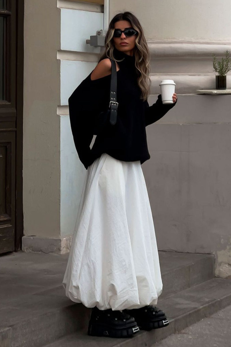 Turtleneck Cold Shoulder Knit Sweater