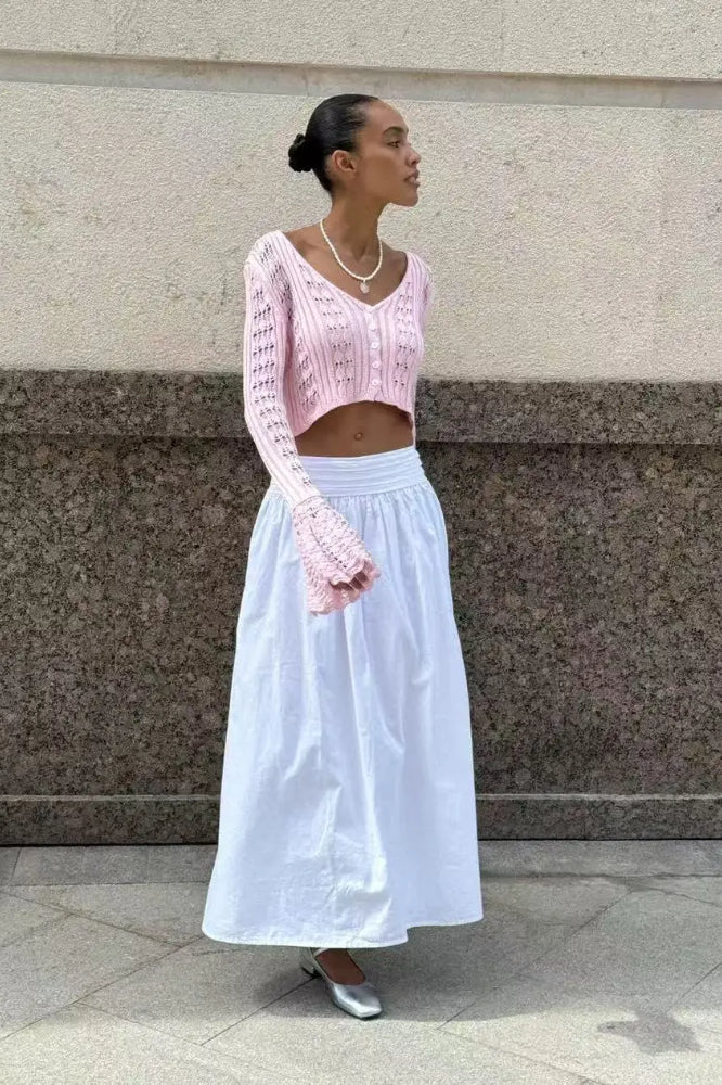Hollow Out Knit Cropped Cardigan