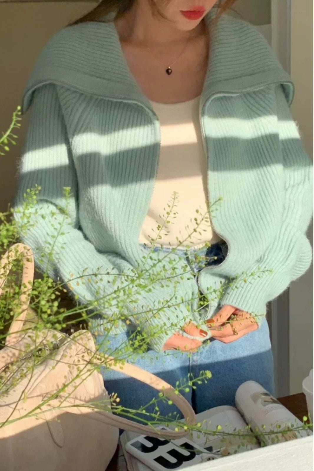 Shawl Collar Zip Knit Cardigan