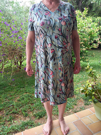 Floral V-Neck Short Sleeve Shift Midi Dress