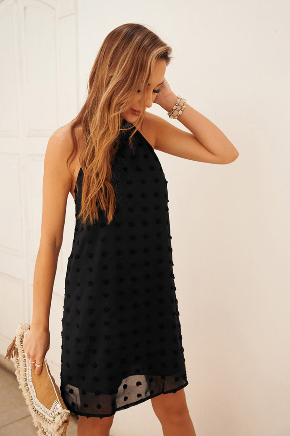 Halter Solid Color Short Dress