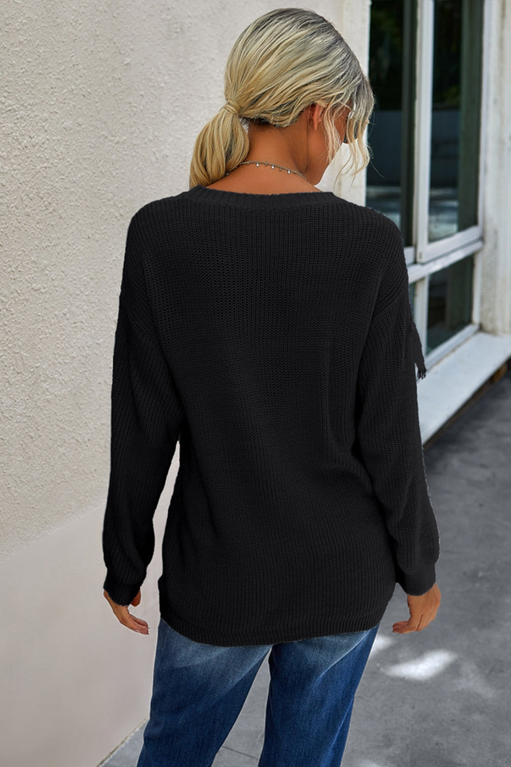 RadyRin Patchwork Tassel Sweater for Stylish Comfort