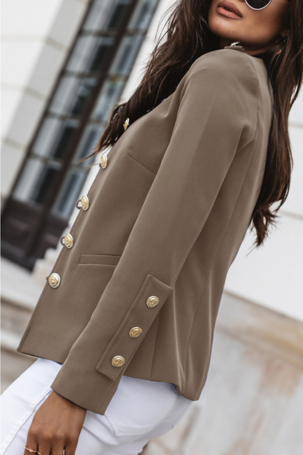 Tailored Long Sleeve Suit Jacket for Elegant Professional Style