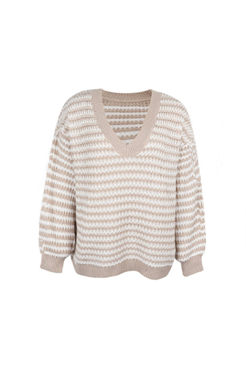 RadyRin V-Neck Striped Sweater for Effortless Elegance