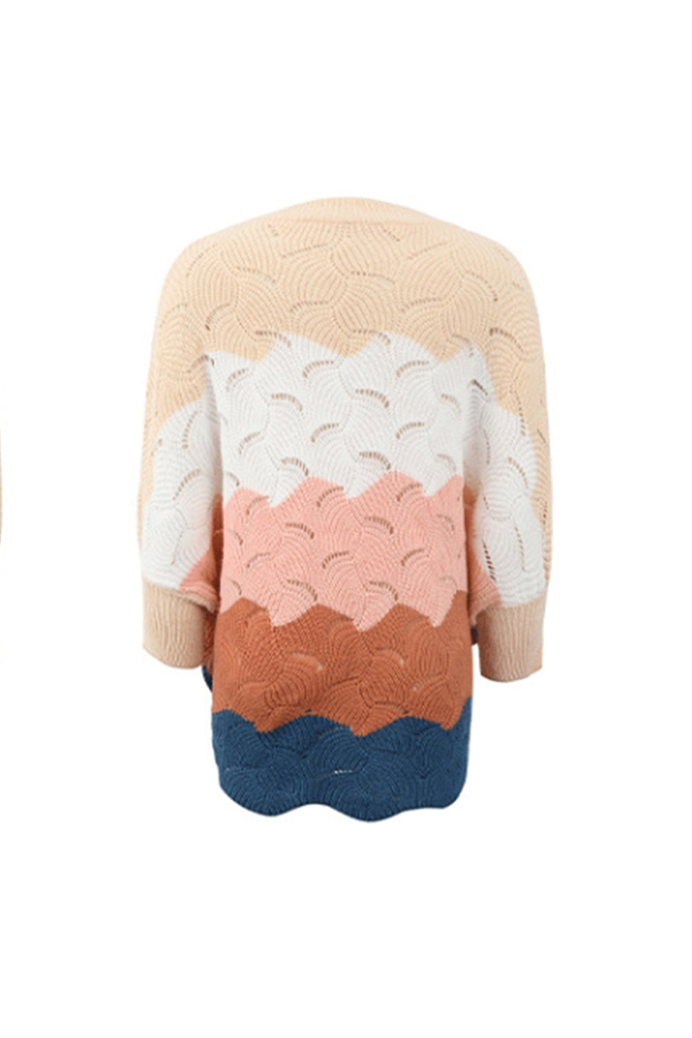 RadyRin Bat Sleeve Contrast Knit Sweater for Elegant Style