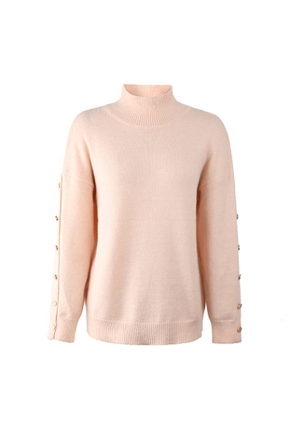 RadyRin High Neck Button Knit Sweater for Elegant Style