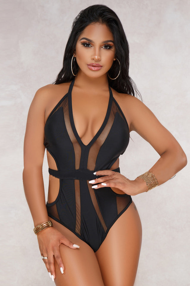 Mesh Halter One Piece Monokini - Fashionpara