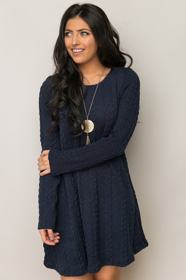 Elegant Plus Size Casual Sweater Dress in S-3XL Sizes