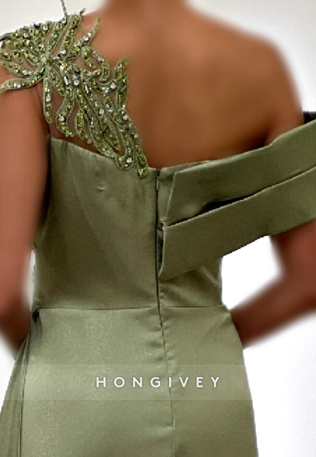 L2965 - Chic Asymmetrical Appliques With Side Slit Party Prom Evening Dress - Fashionpara