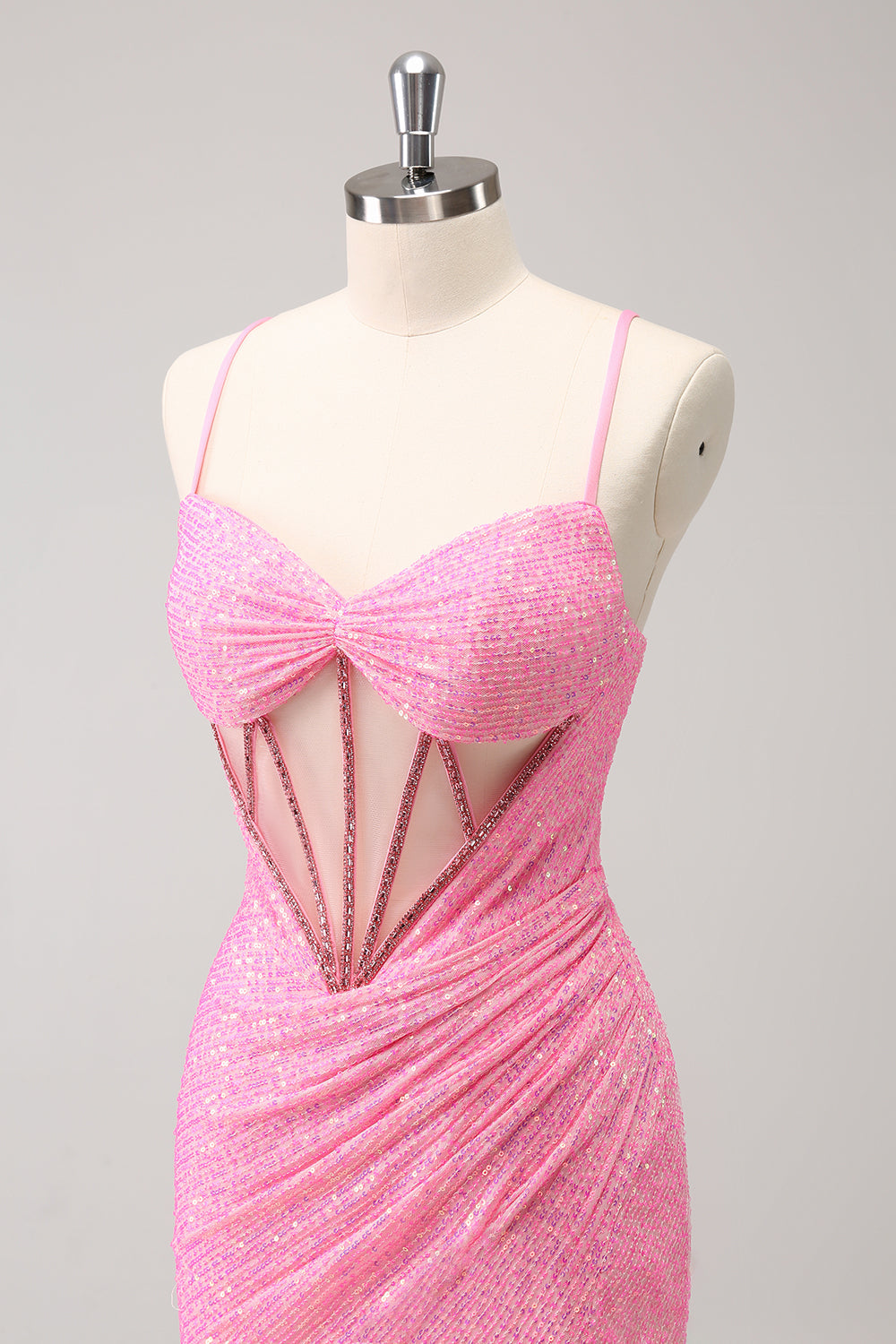 Dark Green Bodycon Spaghetti Straps Corset Short Homecoming Dress with Sequins - Fashionpara