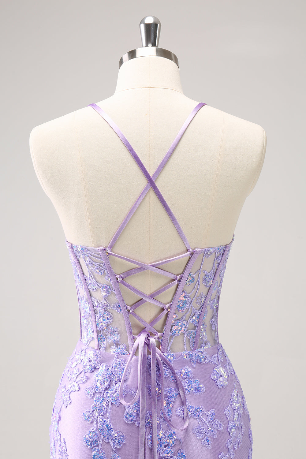 Blue Spaghetti Straps Corset Applique Tight Homecoming Dress with Sequins - Fashionpara