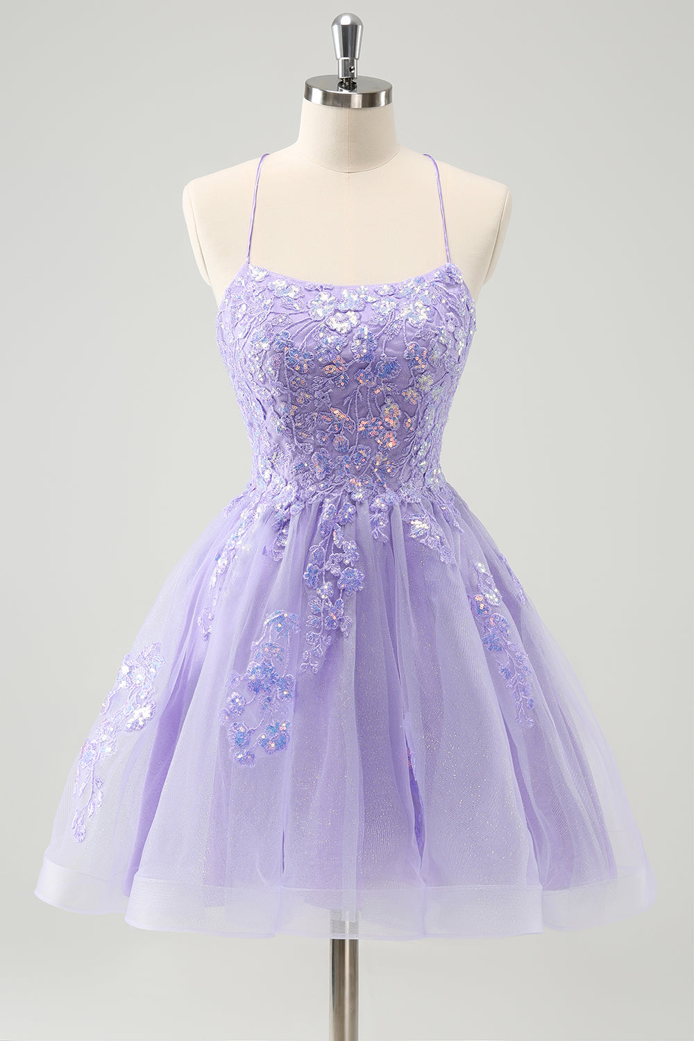 Cute Glitter Blue A Line Sequins Short Homecoming Dress with Appliques - Fashionpara