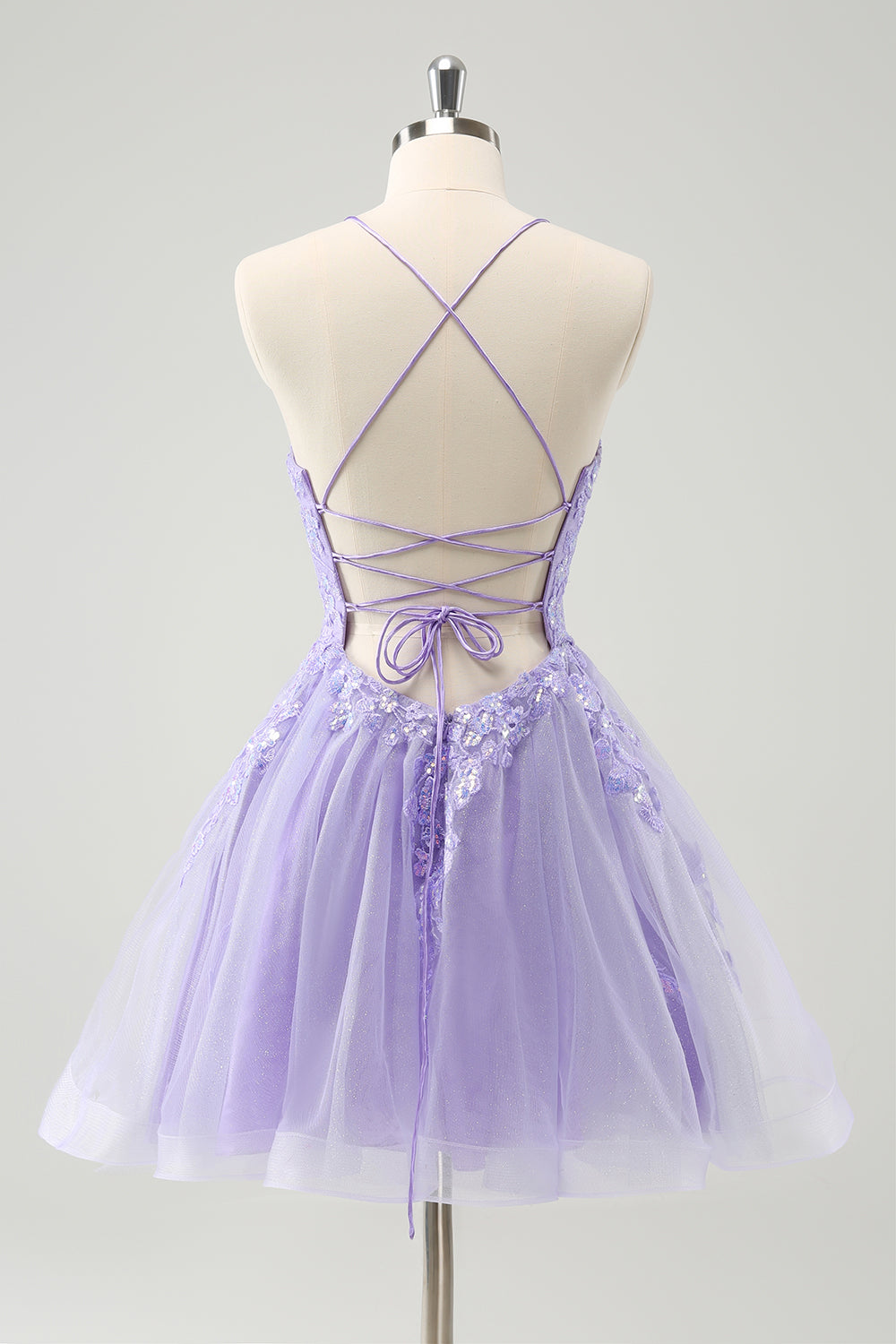 Cute Glitter Blue A Line Sequins Short Homecoming Dress with Appliques - Fashionpara