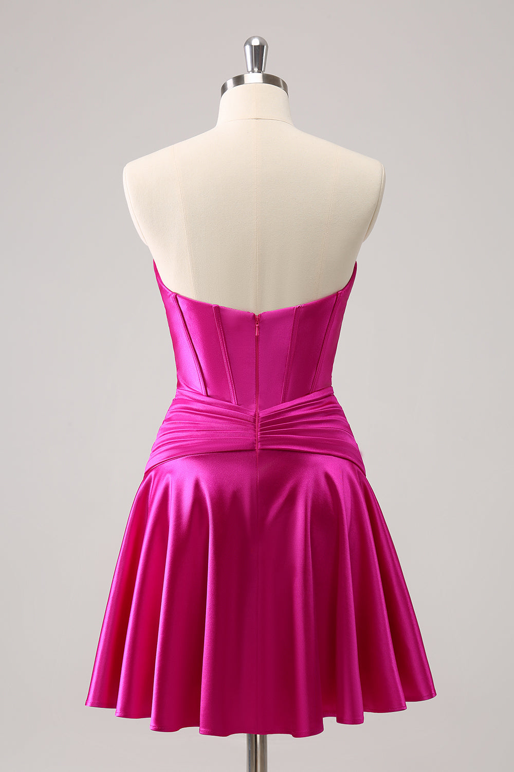 Fuchsia A-Line Sweetheart Corset Short Homecoming Dress - Fashionpara