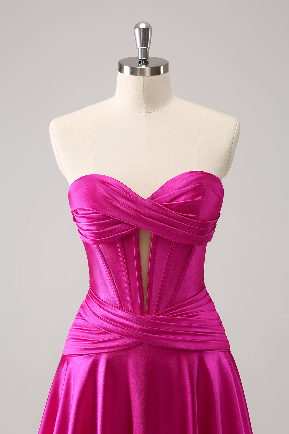Fuchsia A-Line Sweetheart Corset Short Homecoming Dress - Fashionpara