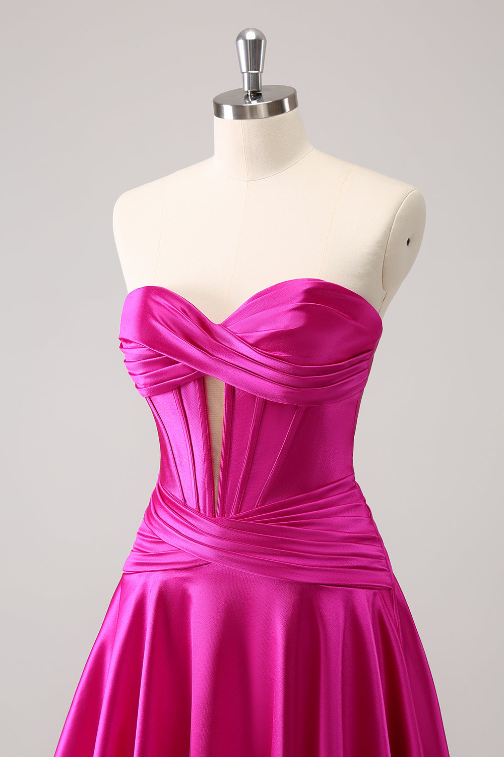 Fuchsia A-Line Sweetheart Corset Short Homecoming Dress - Fashionpara