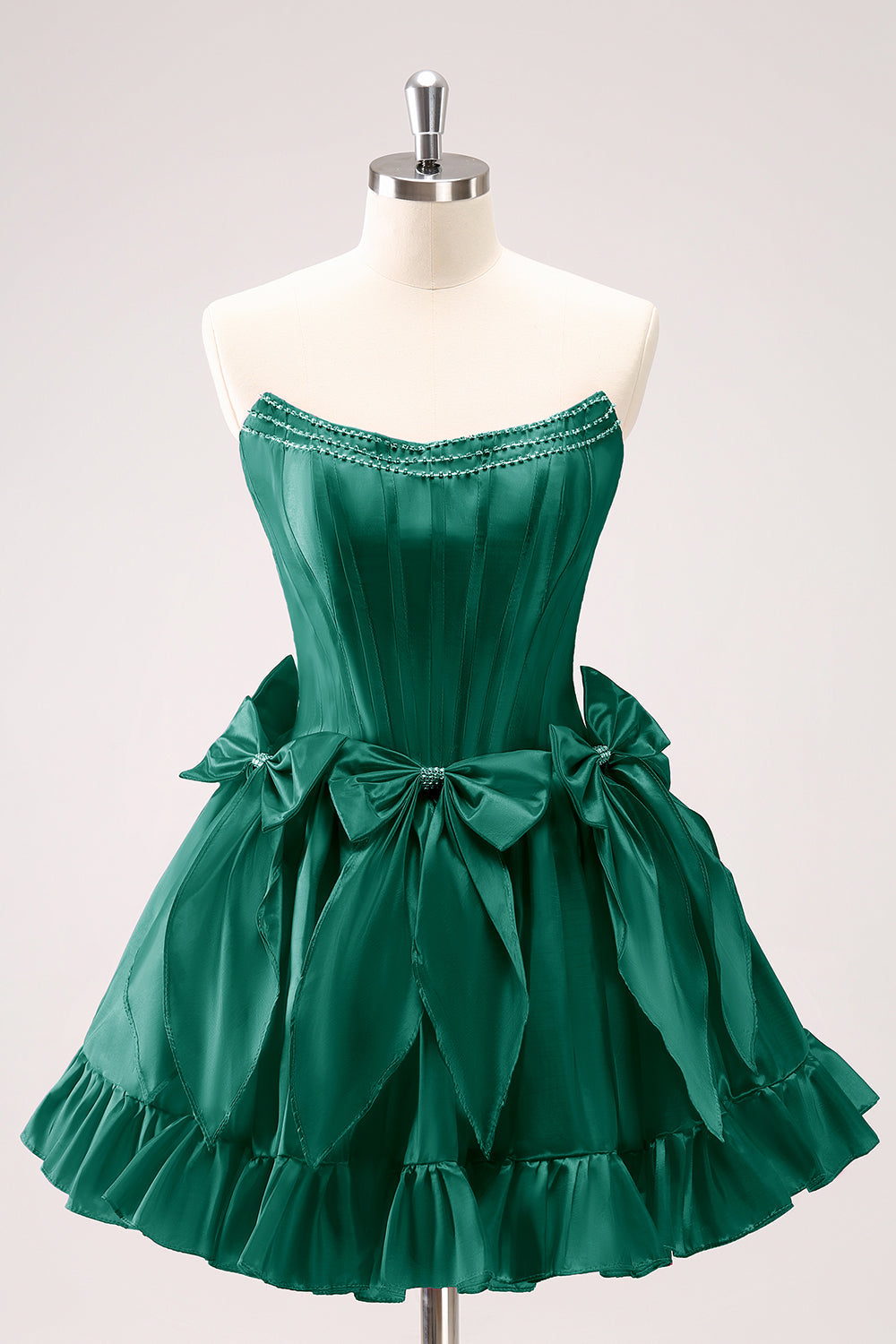 Fuchsia A Line Strapless Corset Short Homecoming Dress With Bows - Fashionpara