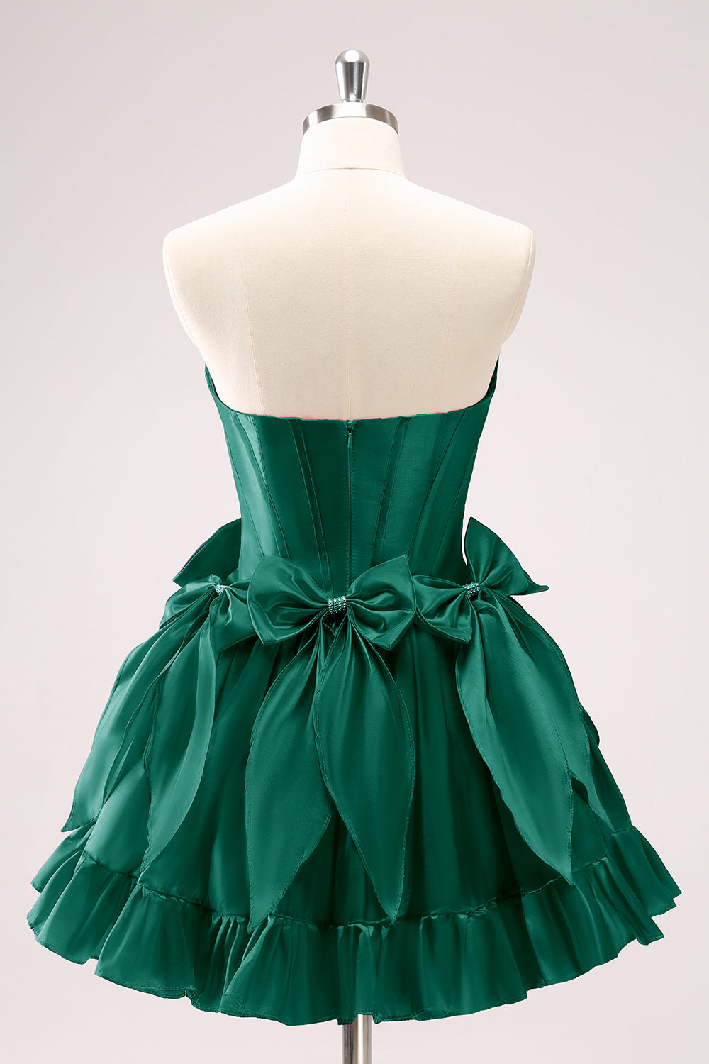 Fuchsia A Line Strapless Corset Short Homecoming Dress With Bows - Fashionpara