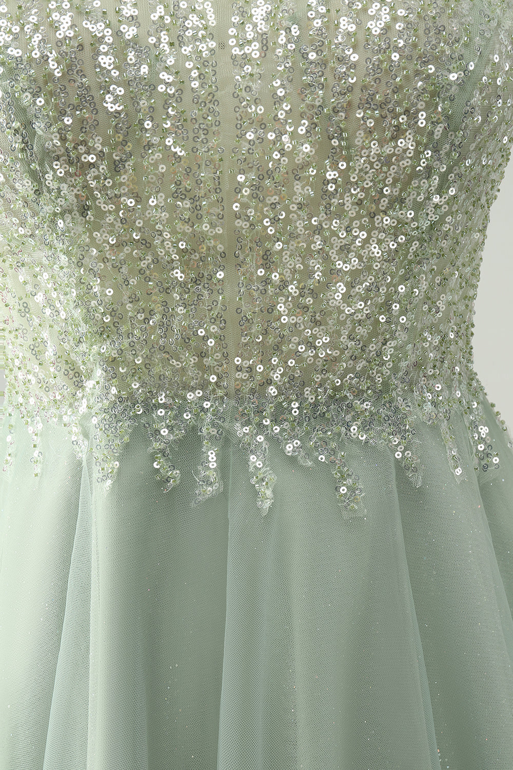 Dusty Green Halter Sequins A Line Homecoming Dress - Fashionpara
