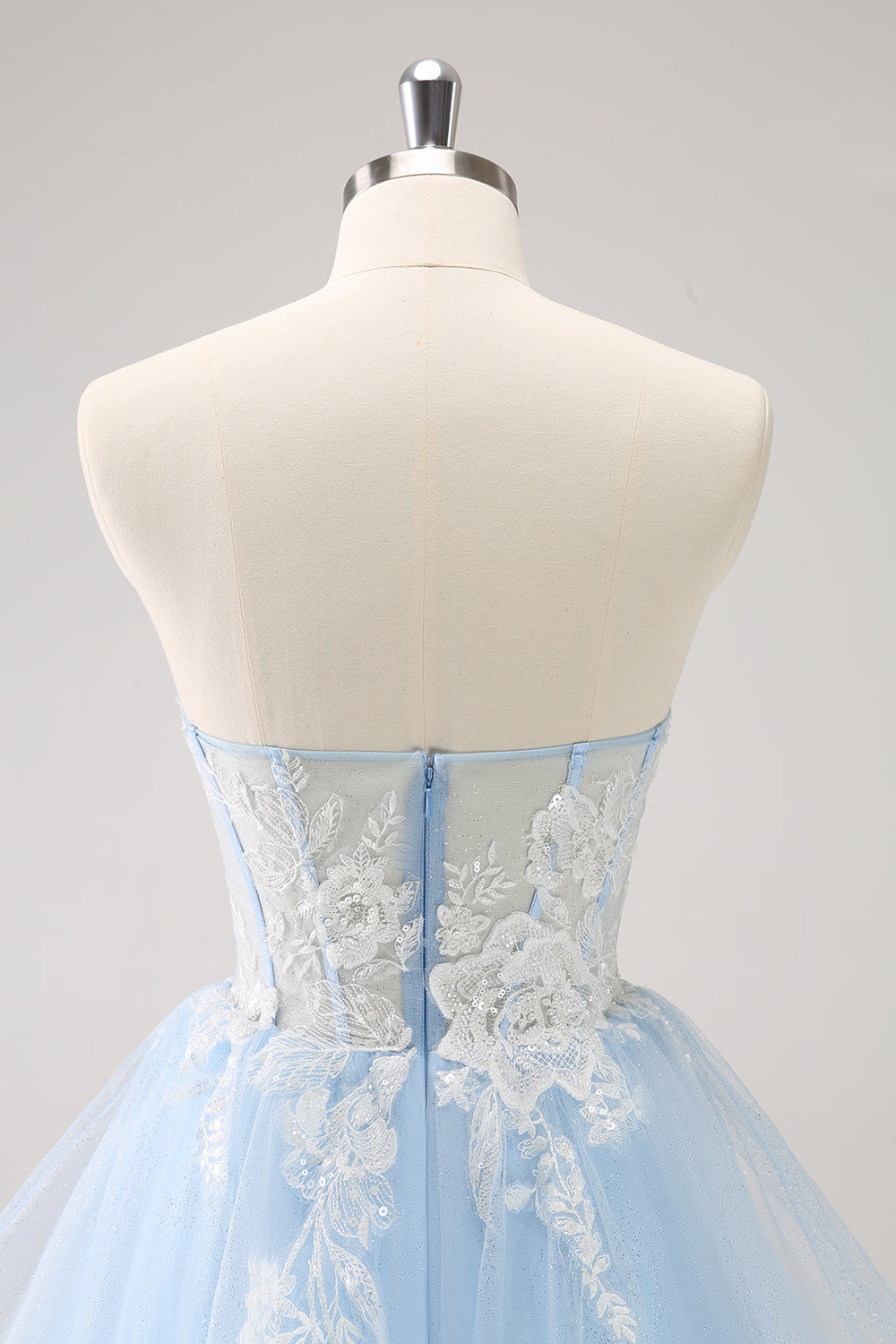Blue A Line Spaghetti Straps Short Homecoming Dress with Appliques