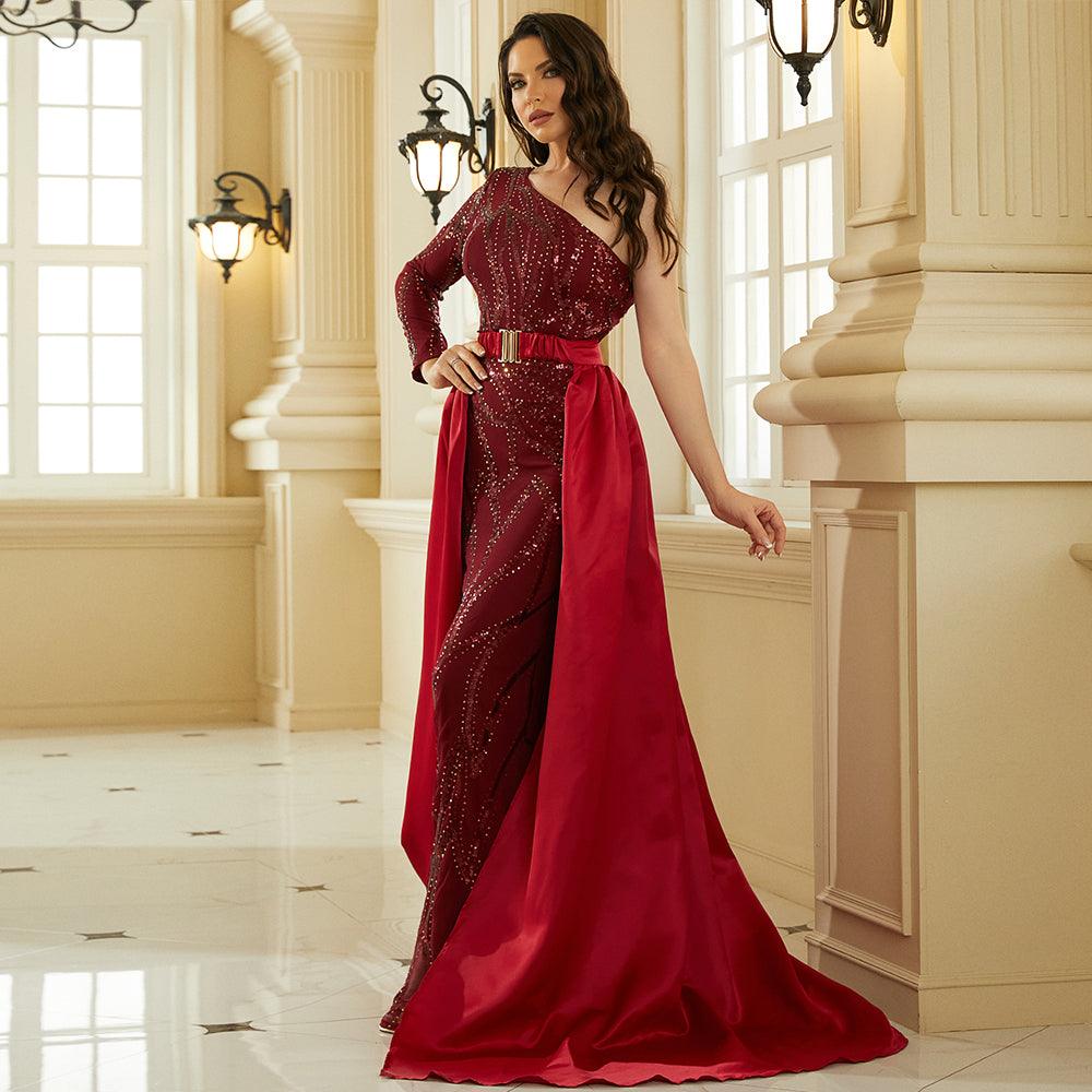 Serene Sequins Flowing Gown Dress - Fashionpara