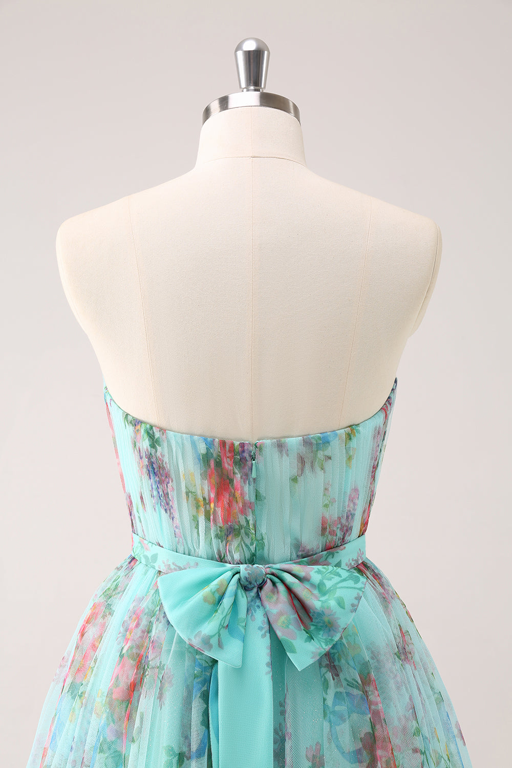Fluffy Strapless Green Floral Short Homecoming Dress - Fashionpara