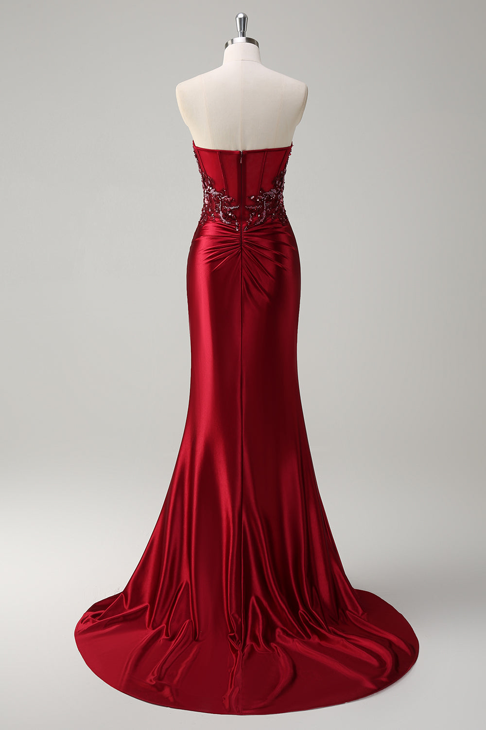 Strapless Mermaid Dark Green Sequin Prom Dress with Slit