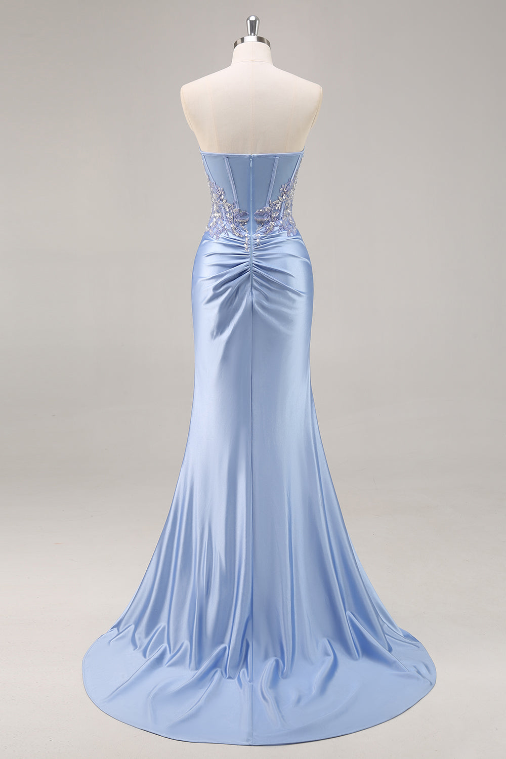 Strapless Mermaid Dark Green Sequin Prom Dress with Slit