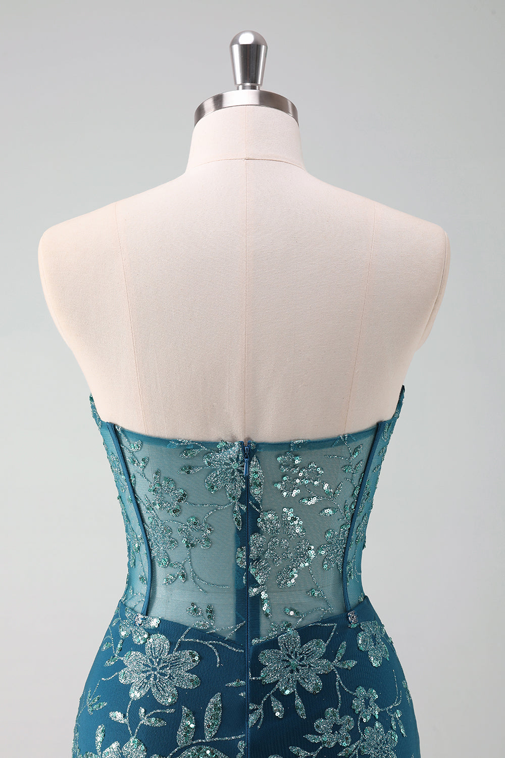 Dark Green Corset Strapless Detachable Homecoming Dress - Fashionpara