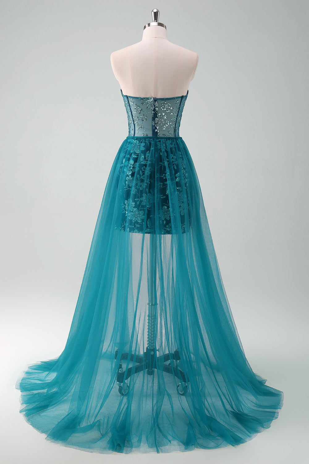 Dark Green Corset Strapless Detachable Homecoming Dress - Fashionpara