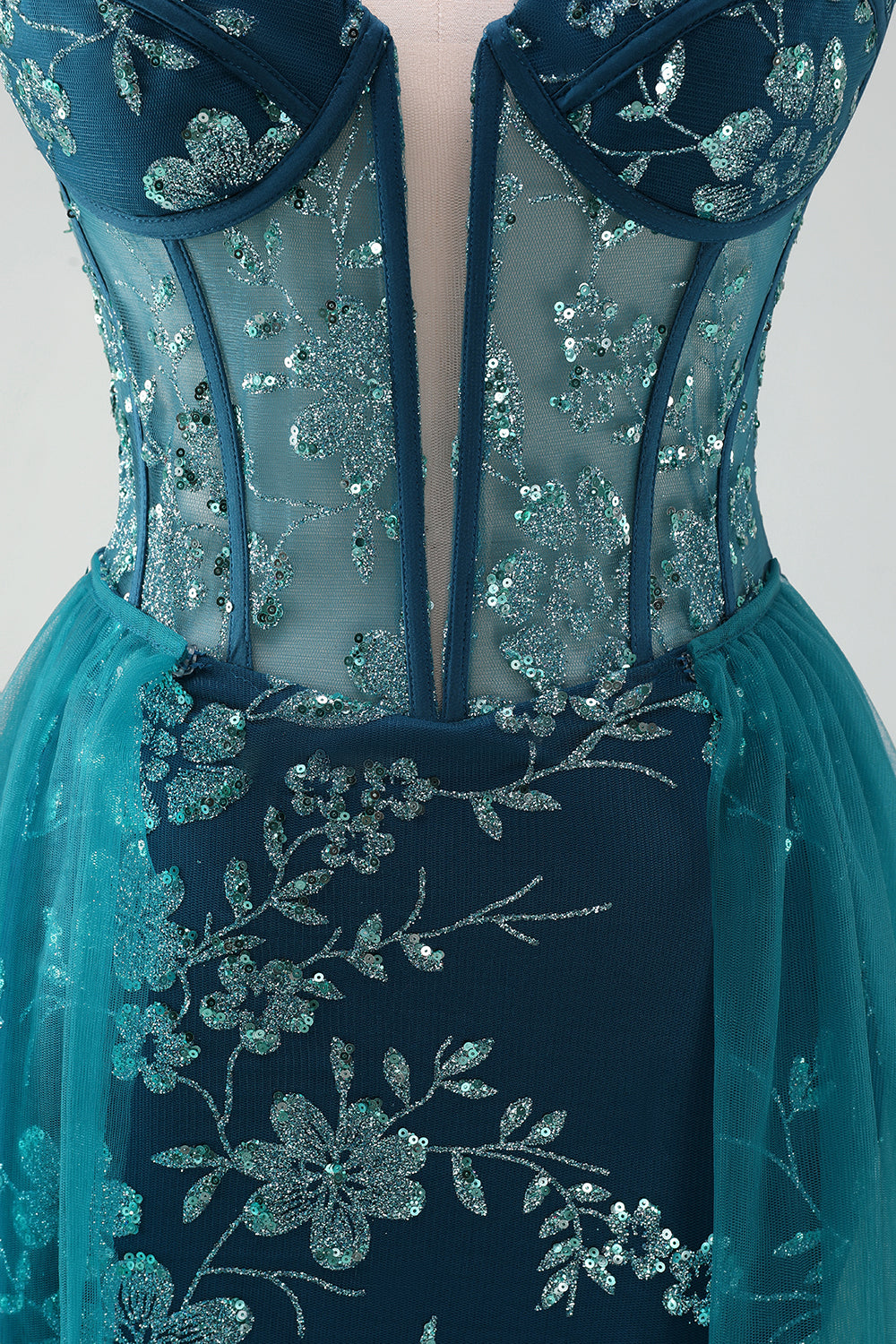 Dark Green Corset Strapless Detachable Homecoming Dress - Fashionpara