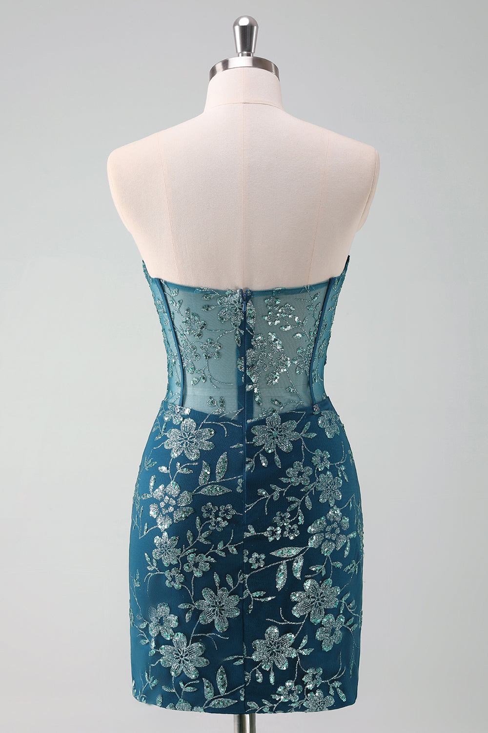 Dark Green Corset Strapless Detachable Homecoming Dress - Fashionpara