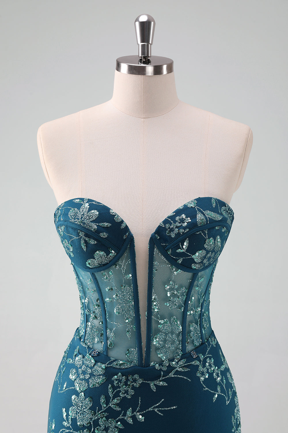 Dark Green Corset Strapless Detachable Homecoming Dress - Fashionpara