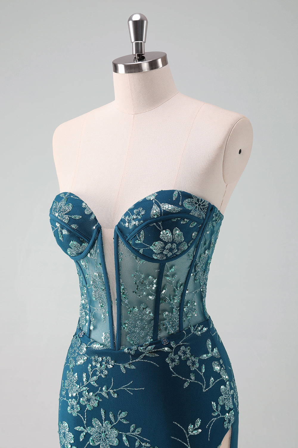 Dark Green Corset Strapless Detachable Homecoming Dress - Fashionpara