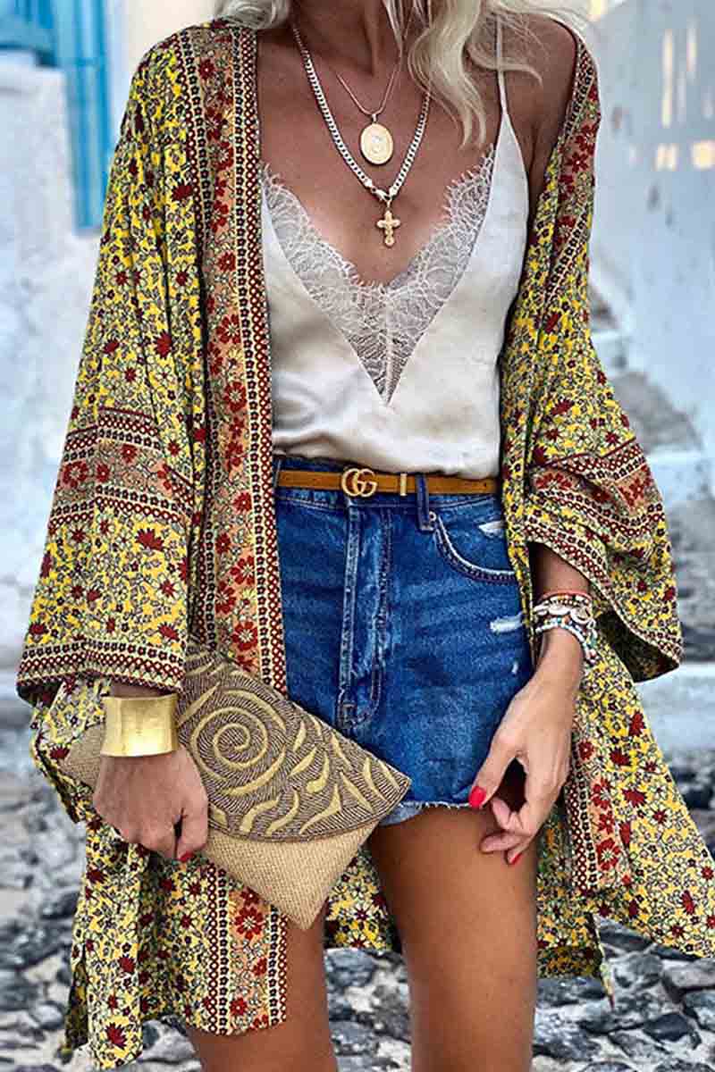 Boho Print Loose Cardigan  Fashionpara