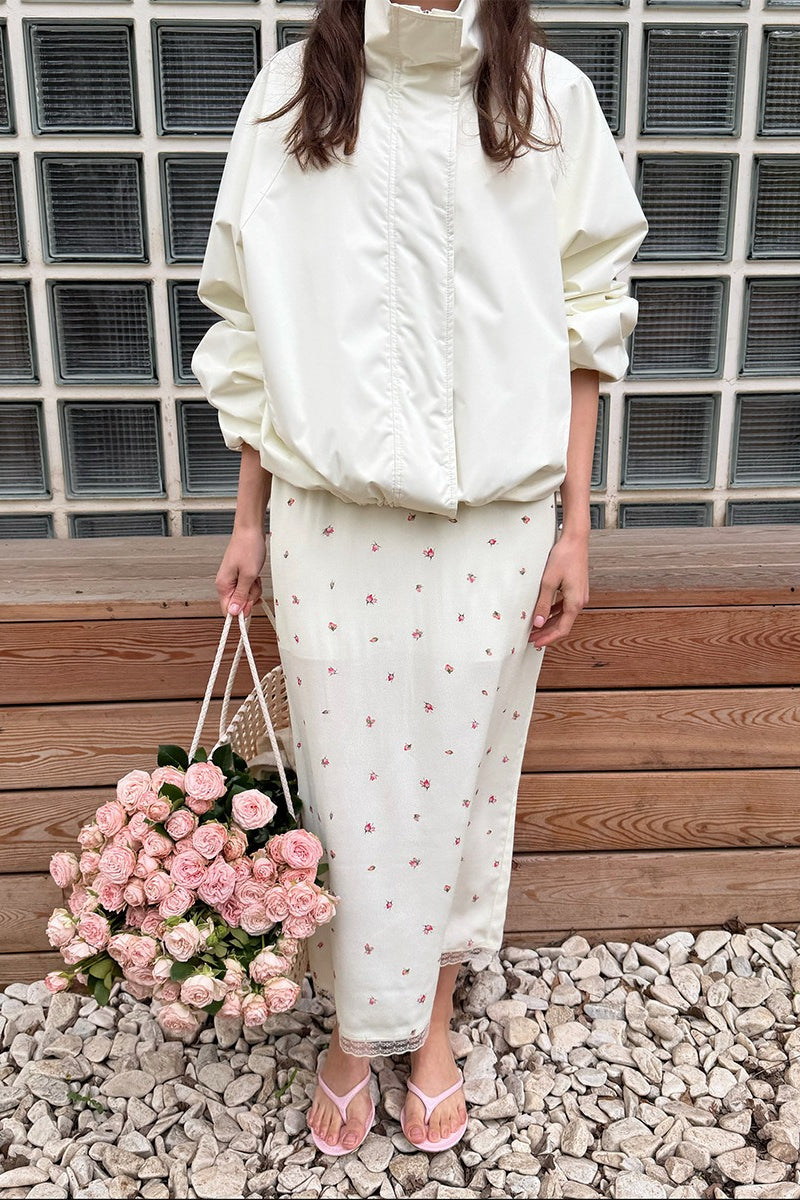 Stand Collar Relaxed Zip Bomber Jacket 14