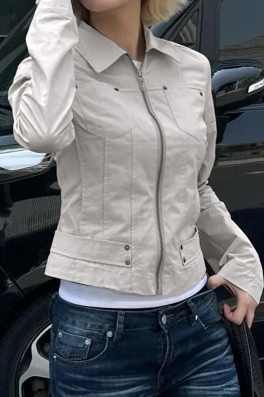 Zip Up Solid Color Utility Jacket 4