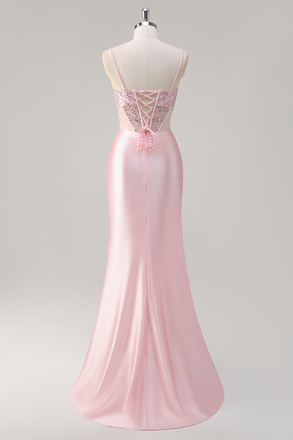 Sparkly Mermaid Pink Long Sequin Prom Dress with Slit