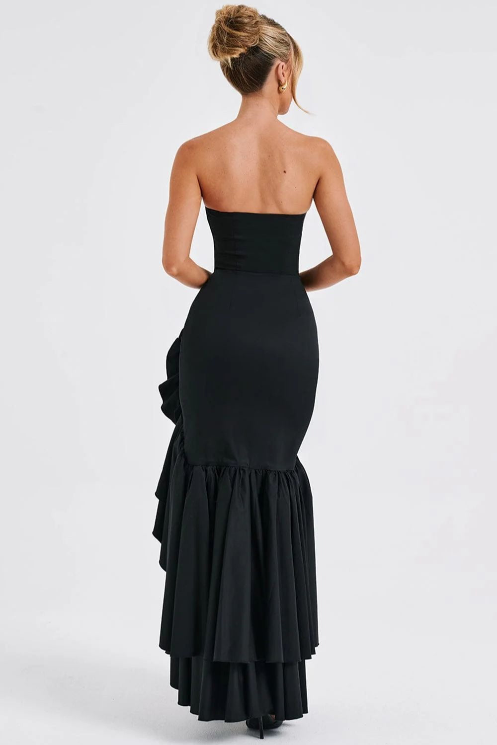 Elegant Strapless Slit Backless Bodycon Cocktail Dress - View 5