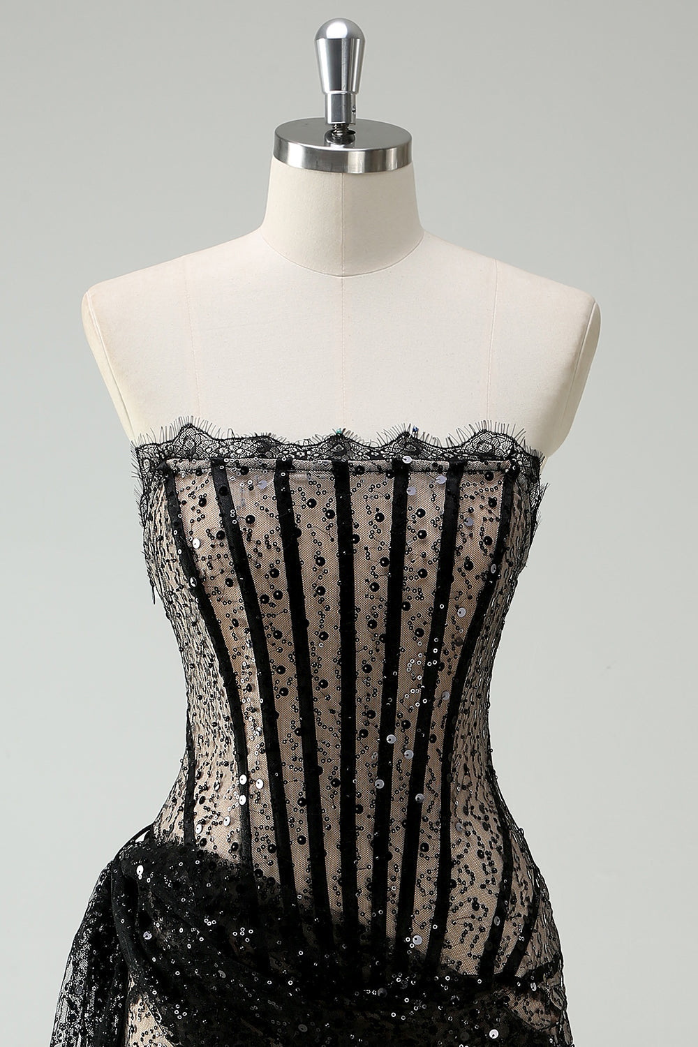 Sparkly Black Lace Corset Short Homecoming Dress